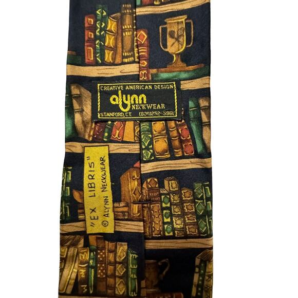Alynn Neckwear Ex Libris Library Books Teacher Librarian Novelty Necktie Silk - Picture 4 of 7